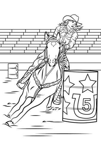 Horse Barrel Racing Coloring Page